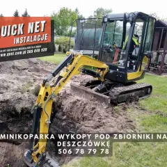 Minikoparka wykonuje wykopy pod zbiorniki na deszczówkę. Sprawdź nasze usługi minikoparką cennik! Tel. 506 78 79 78.