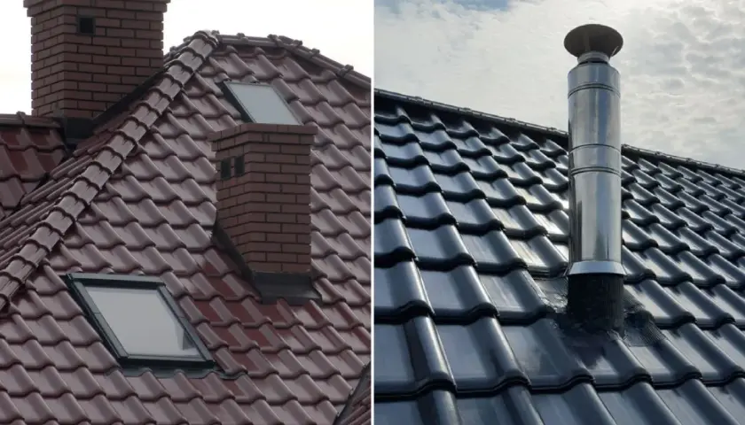 Dwa rodzaje kominów na dachach: ceglany i stalowy. Zastanawiasz się, ile kosztuje postawienie komina ceramicznego?