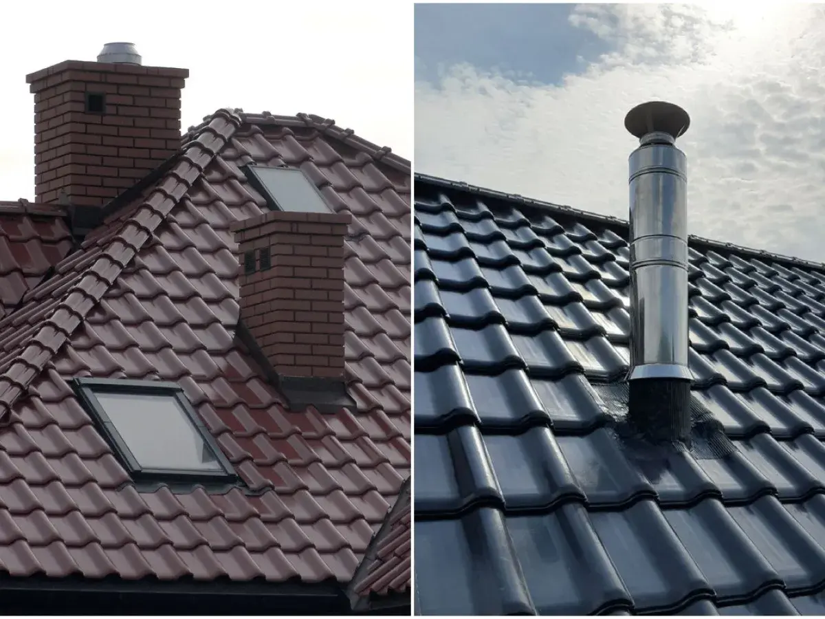 Dwa rodzaje kominów na dachach: ceglany i stalowy. Zastanawiasz się, ile kosztuje postawienie komina ceramicznego?